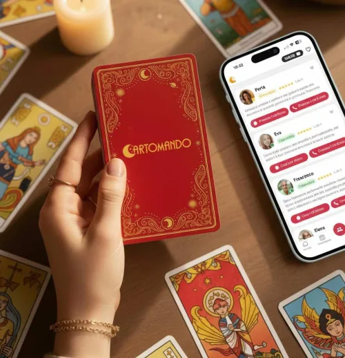 Carte dei tarocchi Cartomando e l'app sul telefono