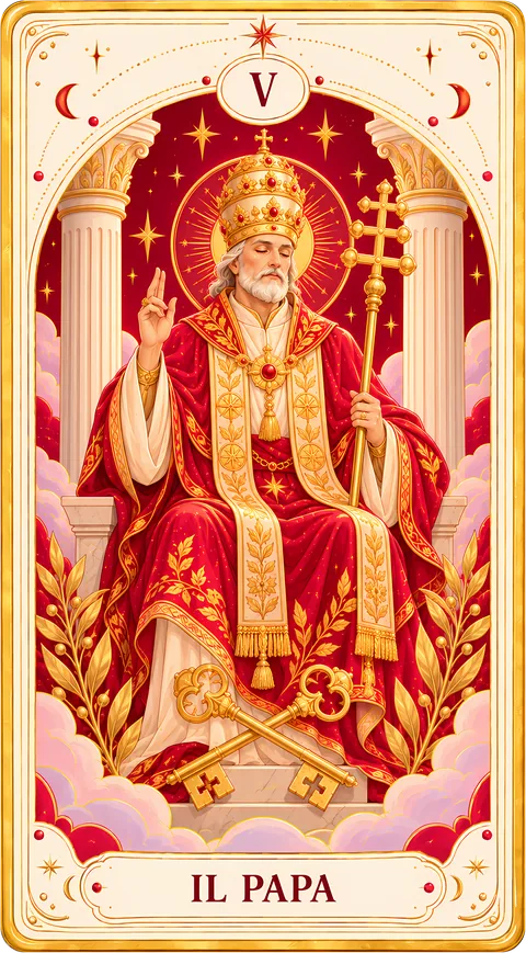 Il Papa, Arcano Maggiore V dei tarocchi illustrati Cartomando