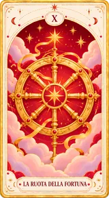 La Ruota della Fortuna, Arcano Maggiore X dei tarocchi illustrati Cartomando