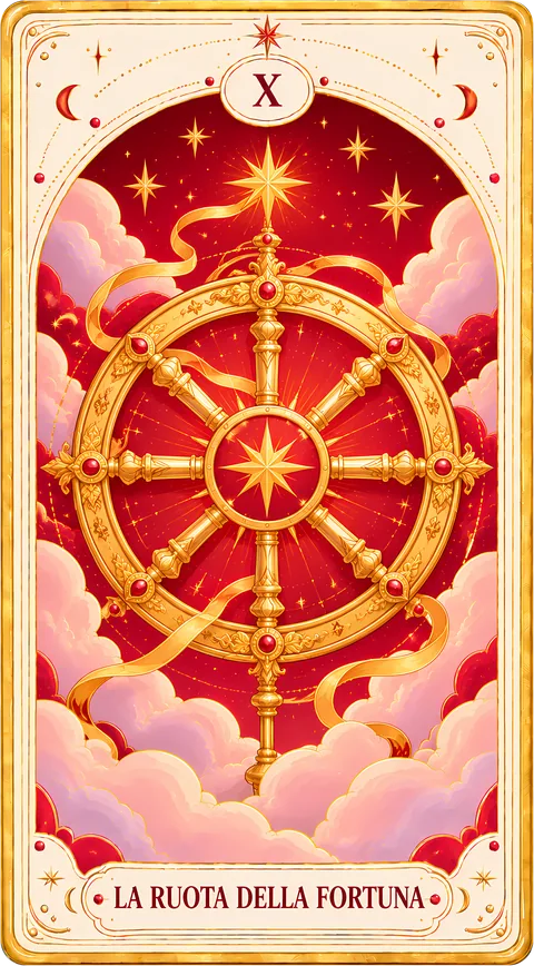 La Ruota della Fortuna, Arcano Maggiore X dei tarocchi illustrati Cartomando