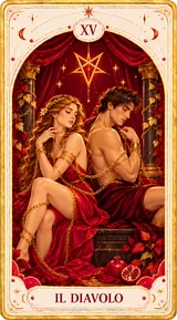 Il Diavolo, Arcano Maggiore XV dei tarocchi illustrati Cartomando