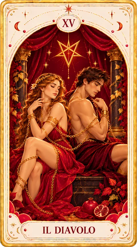 Il Diavolo, Arcano Maggiore XV dei tarocchi illustrati Cartomando
