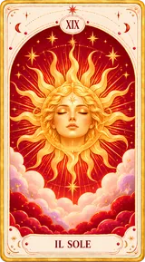 Il Sole, Arcano Maggiore XIX dei tarocchi illustrati Cartomando