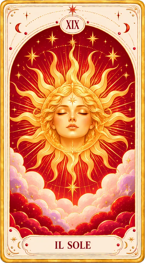 Il Sole, Arcano Maggiore XIX dei tarocchi illustrati Cartomando